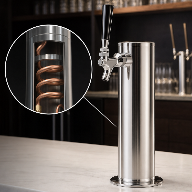 Product image #4 for Micro Matic Countertop Single 3-Inch Column Glycol-Cooled Draft Beer Tower, 1 Faucet, Polished Stainless Steel