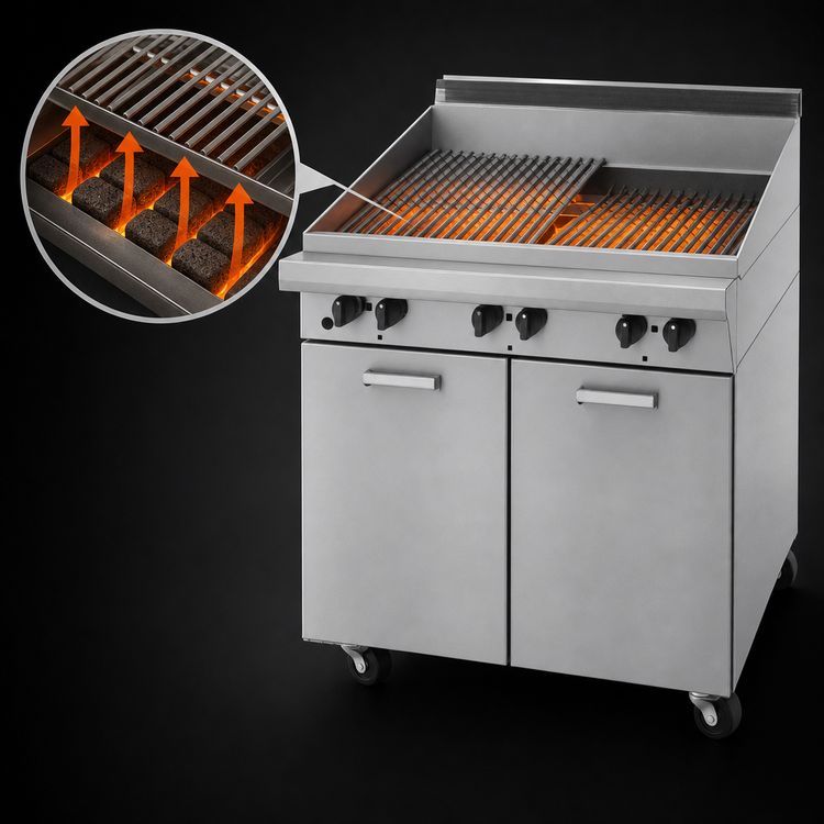 Product image #4 for Garland Master Series 24-Inch Briquette Gas Charbroiler with Storage Base, 60,000 BTU