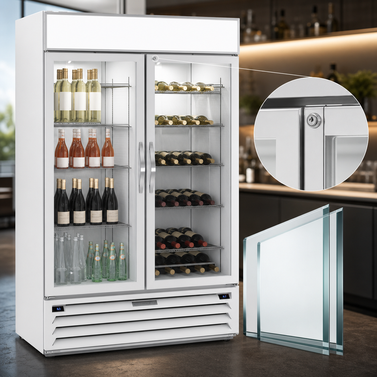 Product image #4 for Beverage-Air MarketMax 52-Inch Wide 2-Section Dual-Temp Reach-In Wine Merchandiser