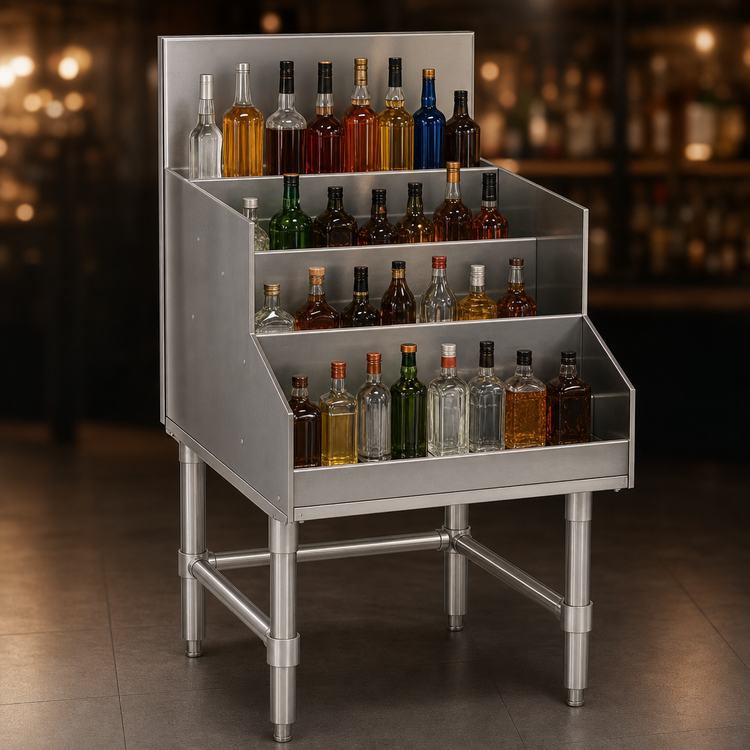 Product image #4 for Eagle Spec-Bar 30-Inch Free-Standing Liquor Bottle Display Unit, 4-Step, Stainless Steel