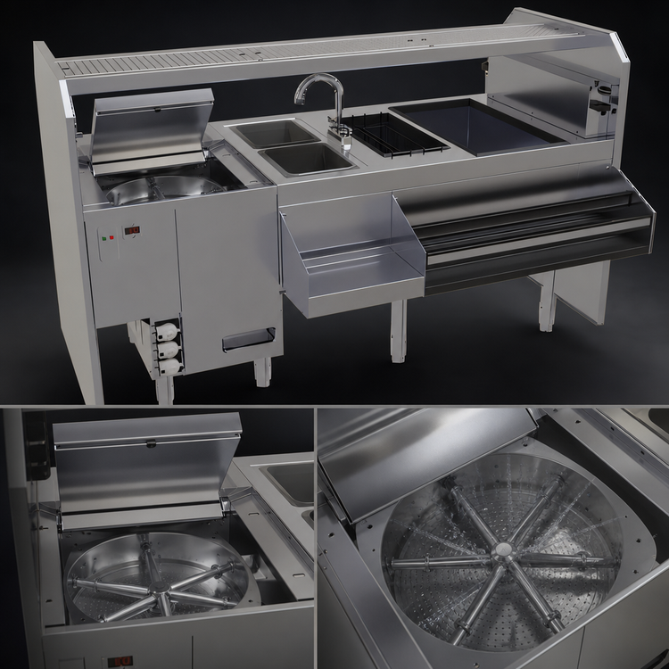 Product image #4 for Glastender Complete Style Pass-Thru Cocktail Station with Integrated GW24 Glasswasher, Leftward Workflow
