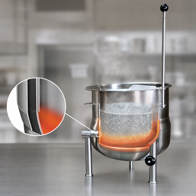 Product image #4 for Crown DC-6 6 Gallon Countertop Direct Steam Tilting Kettle with 2/3 Steam Jacket