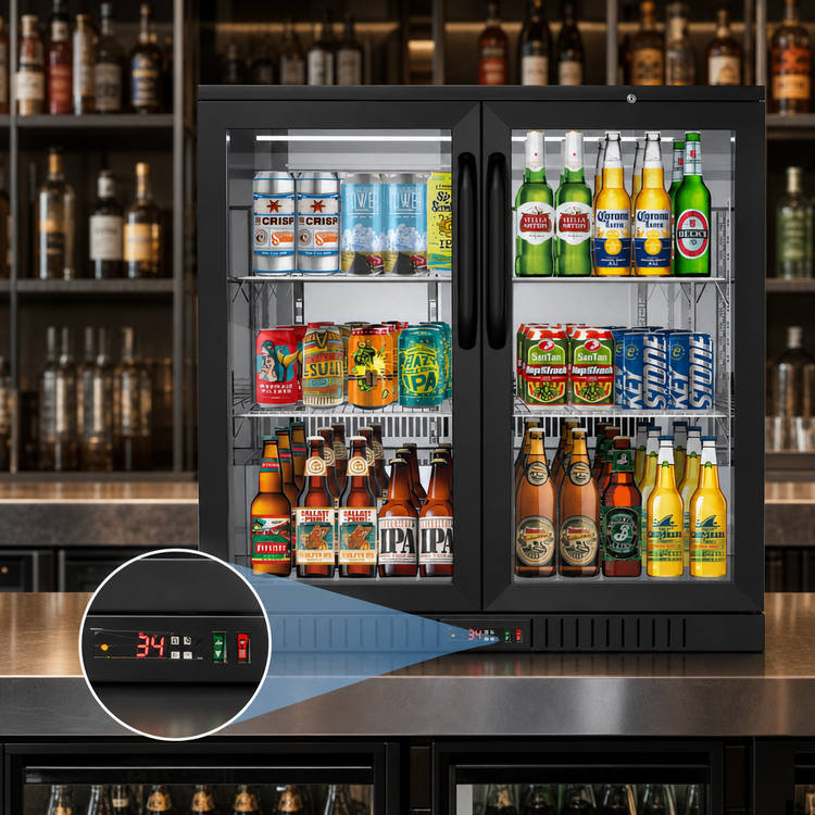 Product image #4 for KoolMore 35-Inch Two-Door Back Bar Refrigerator, 7.4 Cu. Ft., Black, Glass Swing Doors