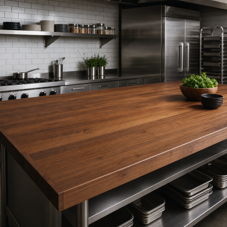 Product image #4 for John Boos Boos Block American Black Walnut Kitchen Countertop, 96 x 42 x 3 Inch, Edge Grain, Varnique Finish