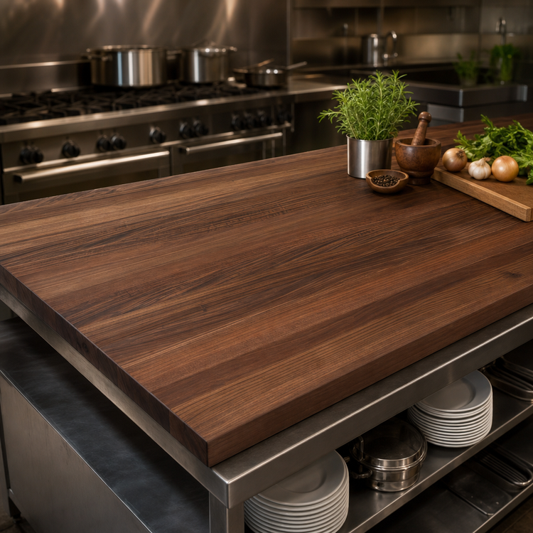 Product image #4 for John Boos Boos Block American Black Walnut Kitchen Countertop, 132 in. x 38 in. x 1-1/2 in., Flat No-Backsplash