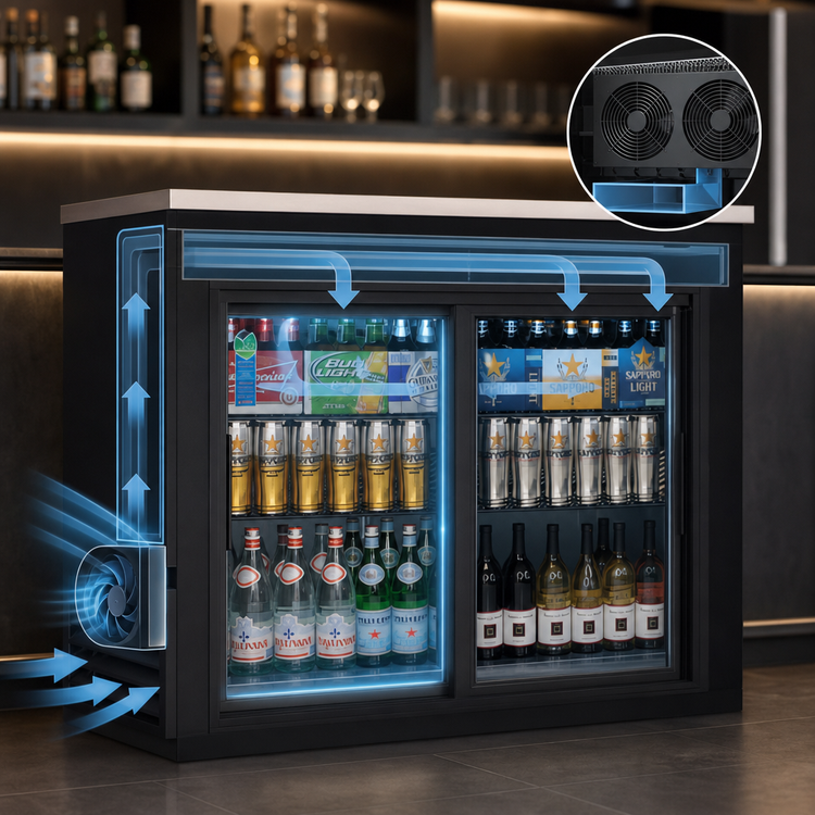 Product image #4 for Everest Refrigeration EBB59G-SD Two-Section Sliding Glass Door Back Bar Cooler, 24 Inch Deep, 17 Cu. Ft.