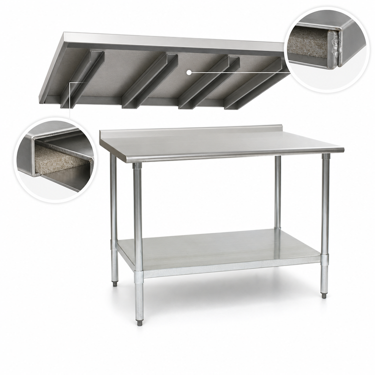 Product image #4 for BlendPort Budget Series 84-Inch x 24-Inch Stainless Steel Work Table with Rear Upturn and Adjustable Undershelf