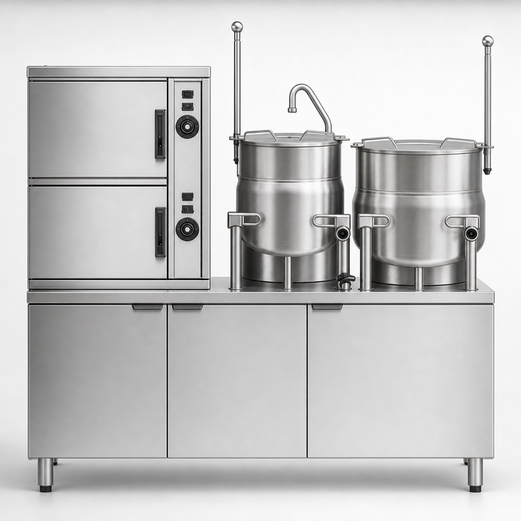 Product image #4 for Crown SCX-10-6-6 Two-Compartment Convection Steamer with Dual 6-Gallon Kettles, Floor Model
