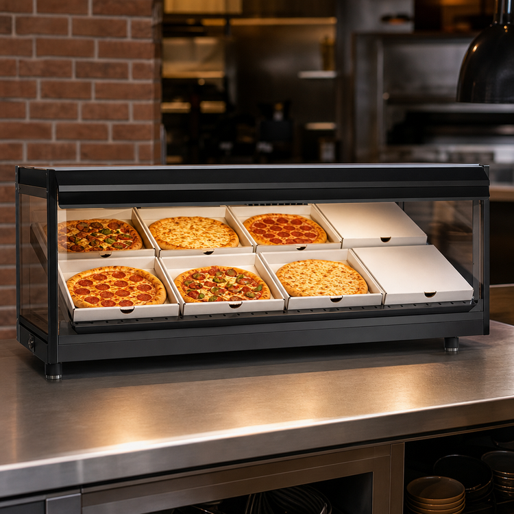 Product image #4 for Hatco Glo-Ray® Countertop Pass-Thru Pizza Warmer with Single Slant Shelf, 48" x 24" Deep