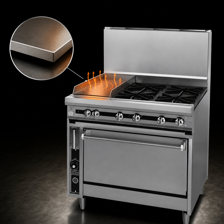 Product image #4 for Titan JTRH-24IP-1HT-36 Heavy Duty 36" Gas Range with 24" Plancha, 12" Hot Top, and Standard Oven