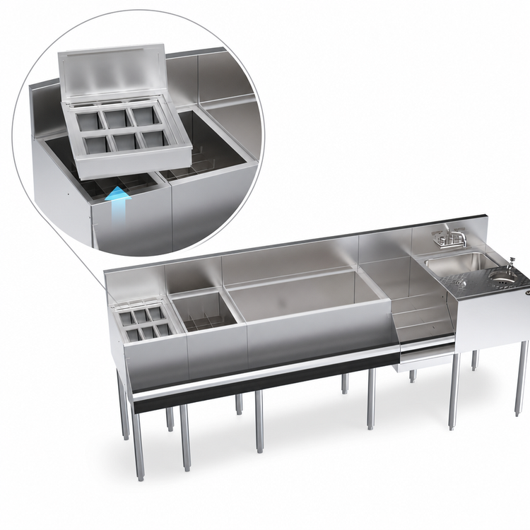 Product image #5 for Krowne Royal Series 84-Inch Single Zero-Step Speed Station with 10-Circuit Cold Plate