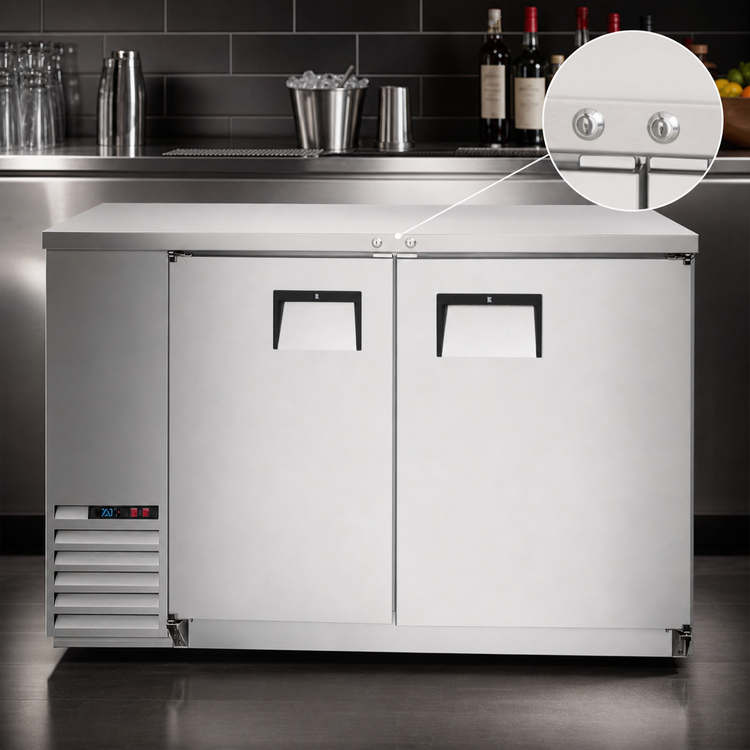 Product image #4 for Everest Refrigeration EBB48-SS 49-Inch Two-Section Back Bar Refrigerator, 14 Cu. Ft., Solid Doors, Stainless Steel