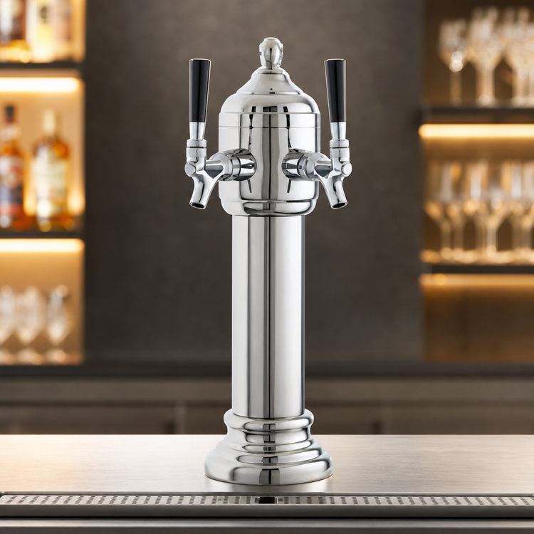 Product image #4 for Perlick Napoli 2-Faucet Glycol-Cooled Countertop Draft Beer Tower, Polished Chrome