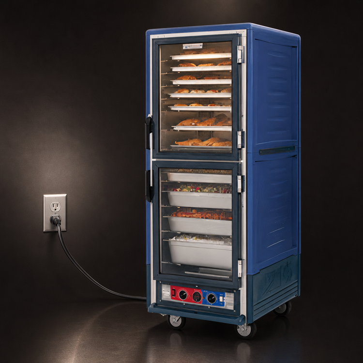 Product image #4 for Metro C5 3 Series Lower-Wattage Full Height Heated Holding Cabinet with Blue Insulation Armour, Dutch Clear Doors, and Fixed Wire Slides