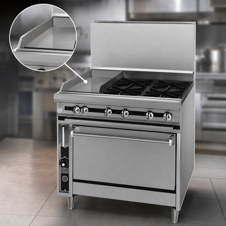 Product image #4 for Jade Range Titan JTRH-24G-1HT-36C 36" Heavy-Duty Gas Range with 24" Griddle, Hot Top, and Convection Oven