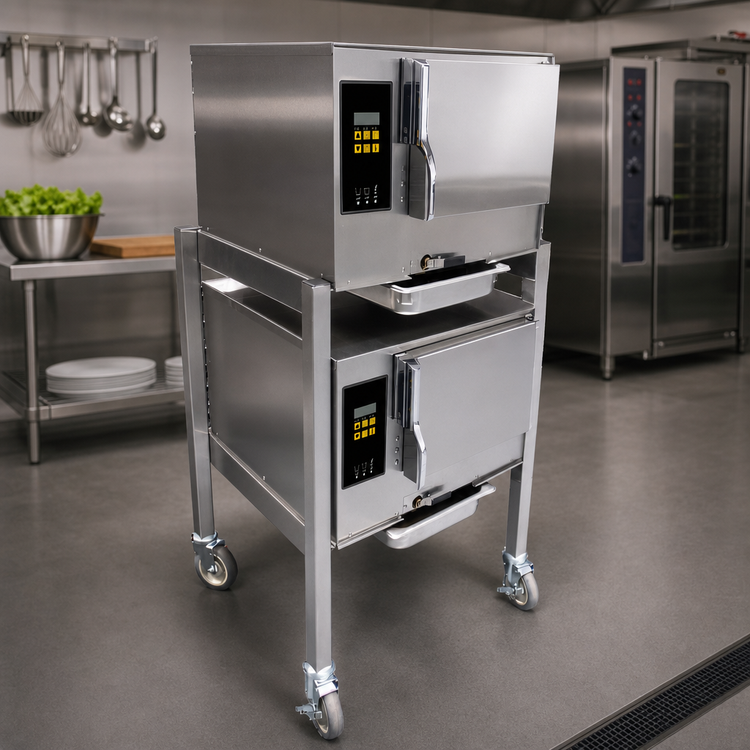 Product image #4 for AccuTemp Evolution Two-Compartment Connectionless Boilerless Electric Convection Steamer with Stand, 3-Pan per Compartment, 208V