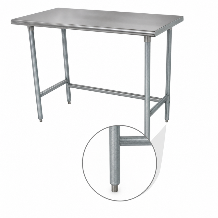 Product image #4 for Advance Tabco 108 Inch x 36 Inch 16-Gauge 304 Stainless Steel Open Base Work Table with Galvanized Legs
