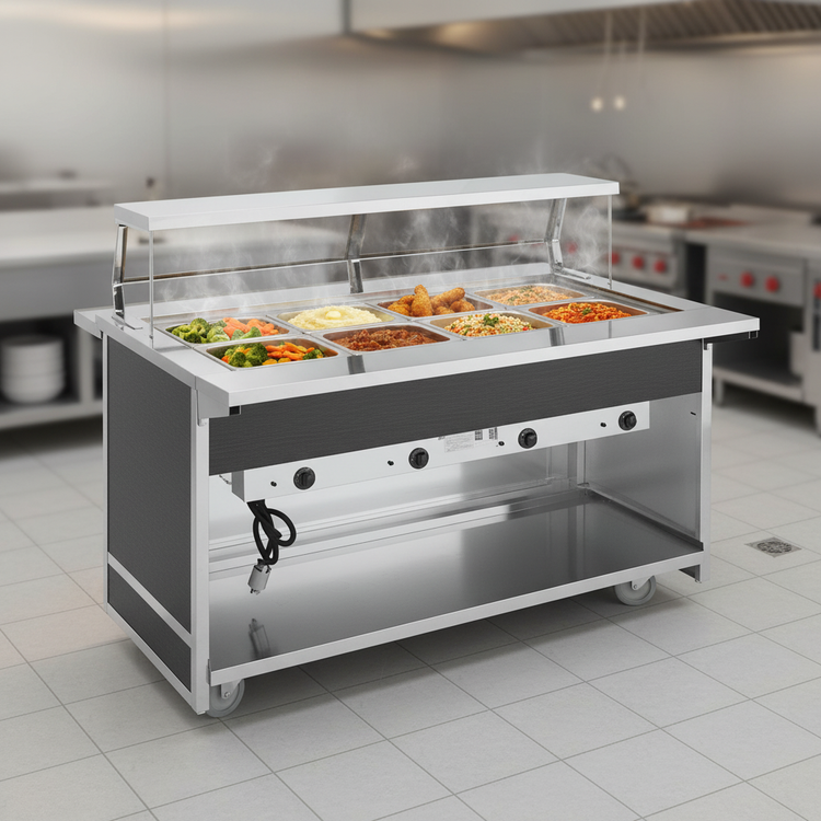 Product image #3 for Atlas Metal BLH-6-OT 6-Well Electric Mobile Hot Food Serving Counter with Open Base