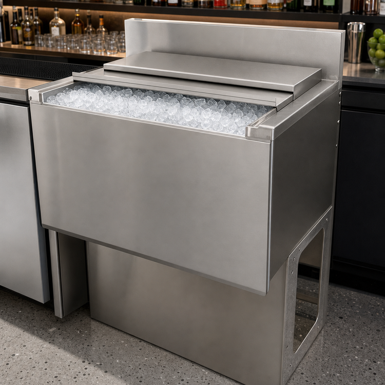 Product image #5 for BK Resources 48-Inch Underbar Insulated Ice Bin with 7-Circuit Aluminum Cold Plate, 140 lb Capacity