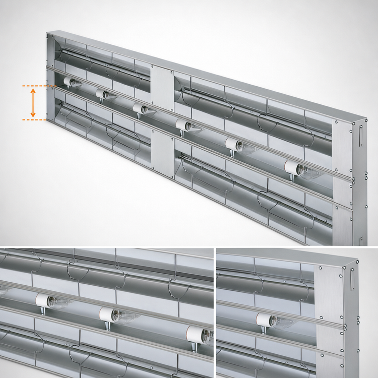 Product image #4 for Hatco Glo-Ray® 72-Inch Lighted Double Infrared Strip Heater, Aluminum, 2910 Watts