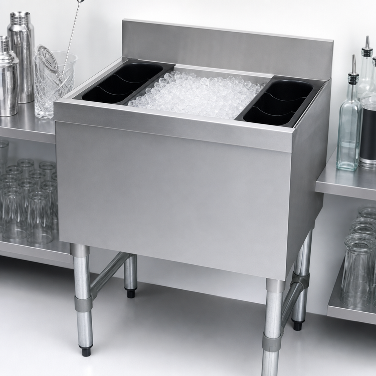 Product image #4 for Advance Tabco Special Value Series 30-Inch Wide Cocktail Unit Ice Bin, 12-Inch Deep Chest, 98 lb Capacity