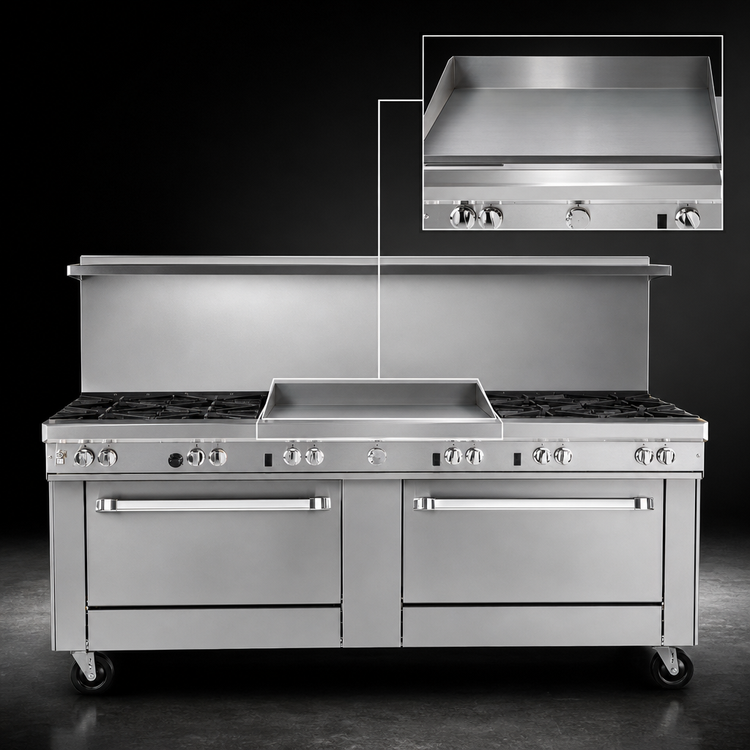Product image #4 for Southbend Ultimate 72-Inch Gas Restaurant Range with 6 Open Burners, 36-Inch Thermostatic Griddle, and 2 Standard Ovens