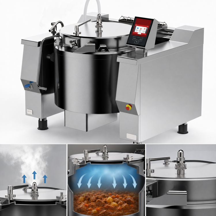 Product image #4 for Firex Cucimix UCBTE048ACV1 Electric Tilting Skillet Pressure Braising Pan, 48 Gallon