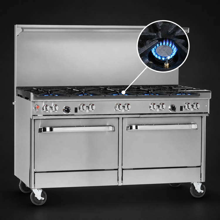 Product image #4 for Southbend Ultimate 60-Inch Gas Restaurant Range with 8 Open Burners, Convection Oven and Cabinet Base