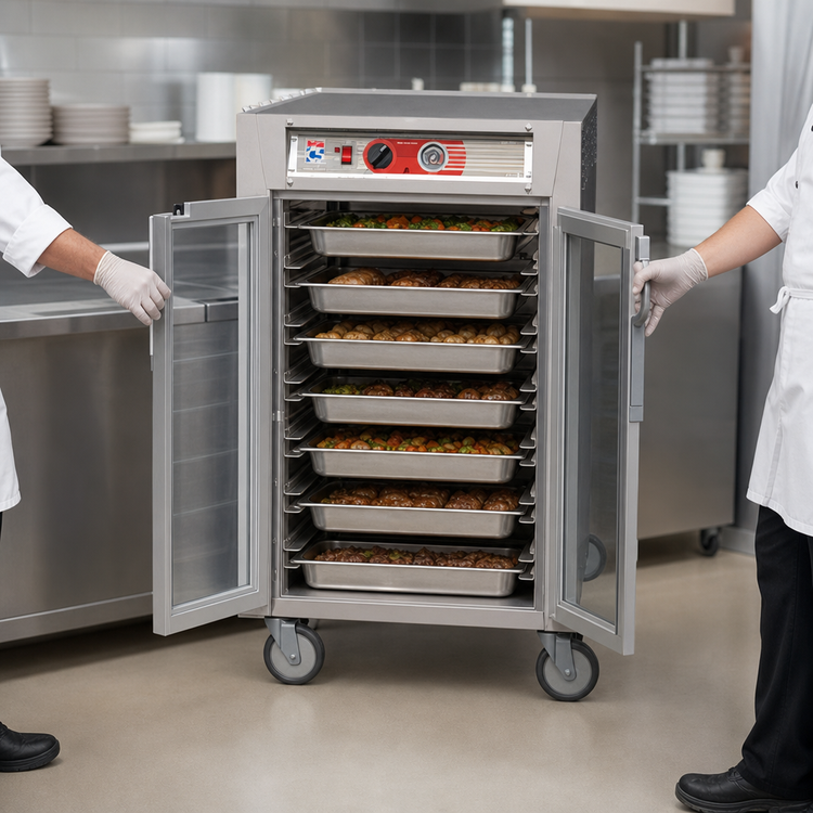 Product image #4 for Metro C5 6 Series Half-Height Pass-Thru Heated Holding Cabinet with Double-Pane Glass Doors, 17-Pan Capacity, 120V