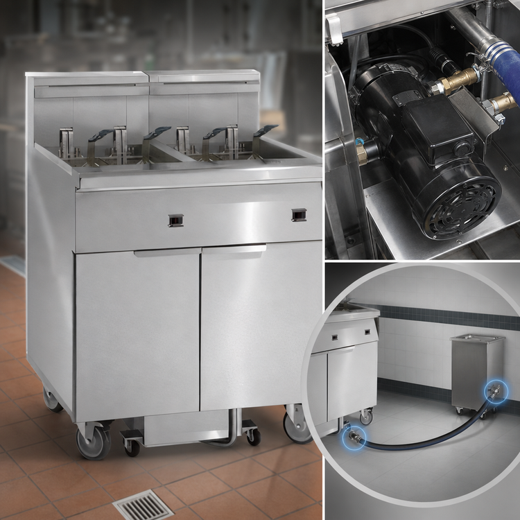 Product image #4 for Imperial Electric 5-Battery Floor Fryer with Built-In Space Saver Filter System, 75 lb. Tanks, Immersed Elements, Computer Controls
