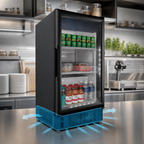 Thumbnail image #4 for Omcan USA Elite Series 41214 Countertop Reach-In Refrigerated Display Refrigerator, 5.1 Cu. Ft., Black, Single Glass Door