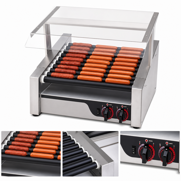 Product image #4 for APW Wyott X*PERT Countertop Hot Dog Roller Grill, 11 Tru-Turn Rollers, Stainless Steel Exterior