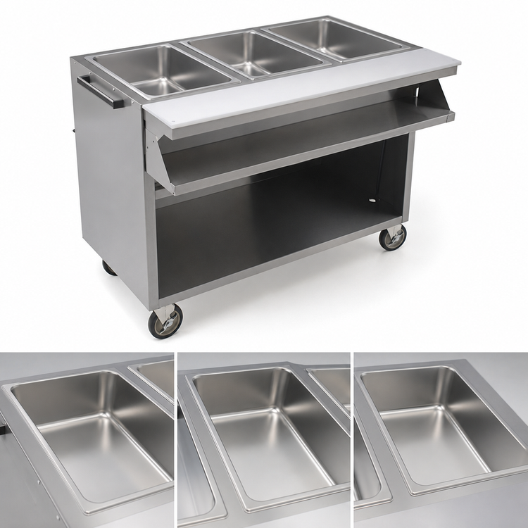 Product image #4 for Spec-Master Mobile Sealed Well Electric Hot Food Table with Open Front, 3 Wells, 48-Inch Wide