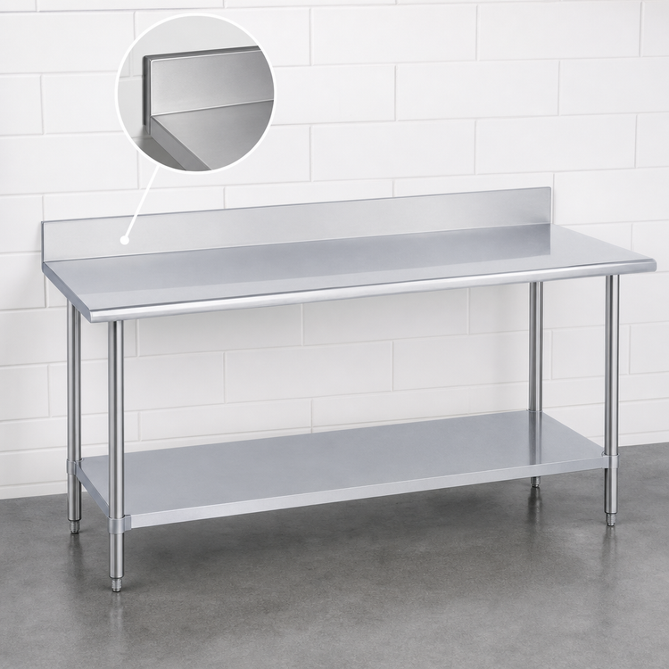 Product image #4 for Duke Deluxe 84 Inch x 24 Inch Stainless Steel Work Table with 5 Inch Riser and Galvanized Undershelf