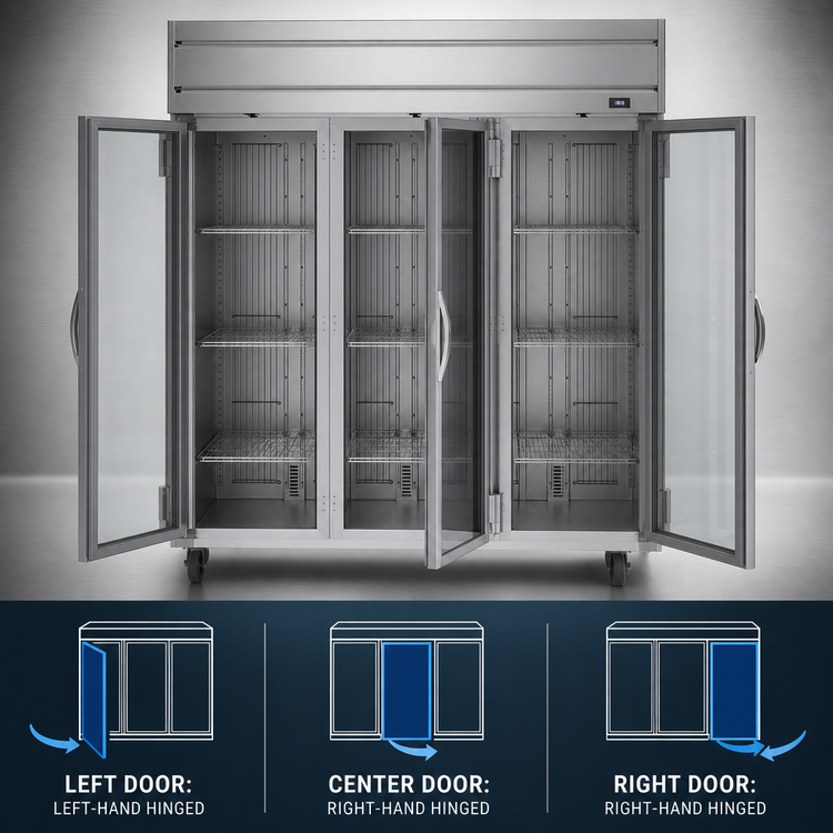 Product image #4 for Beverage-Air Horizon Series Three-Section Reach-In Glass Door Display Freezer, 69.1 Cu. Ft., Top-Mounted Self-Contained Refrigeration