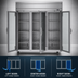 Thumbnail image #4 for Beverage-Air Horizon Series Three-Section Reach-In Glass Door Display Freezer, 69.1 Cu. Ft., Top-Mounted Self-Contained Refrigeration