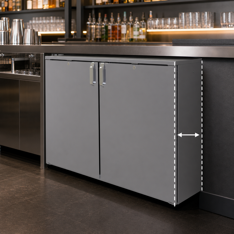 Product image #4 for Glastender CS1RB48 Shallow Depth Remote Back Bar Cooler, 48-Inch, 2-Section, Solid Swing Doors