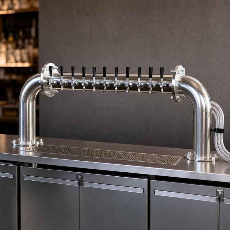 Product image #4 for Perlick 4066-10R Pass-Thru 10-Faucet Countertop Glycol-Cooled Brew Pipe Beer Tower, Polished Chrome