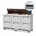 Thumbnail image #4 for Turbo Air Super Deluxe 72-5/8-Inch Front-Breathing Three-Section Sandwich/Salad Prep Table with 6 Drawers