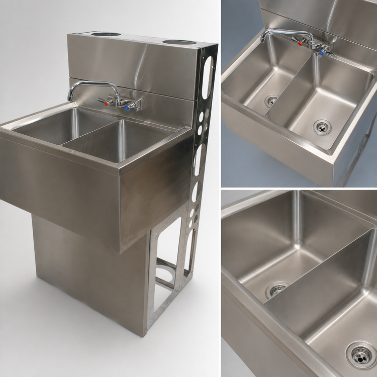 Product image #5 for BK Resources Slim-Line 2-Compartment Underbar Sink, 24 x 18-1/4 x 33-1/2 Inch, 304 Stainless Steel