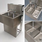 Thumbnail image #5 for BK Resources UBDW-18-224S 2-Compartment Slim-Line Underbar Sink, 24 x 18-1/4 x 33-1/2 in, 304 Stainless Steel, 4-1/2 in Backsplash