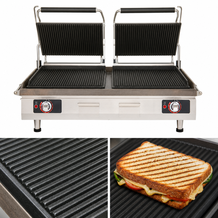 Product image #4 for Pro-Max 2.0 28-Inch Countertop Panini Sandwich Grill with Grooved Cast Iron Plates