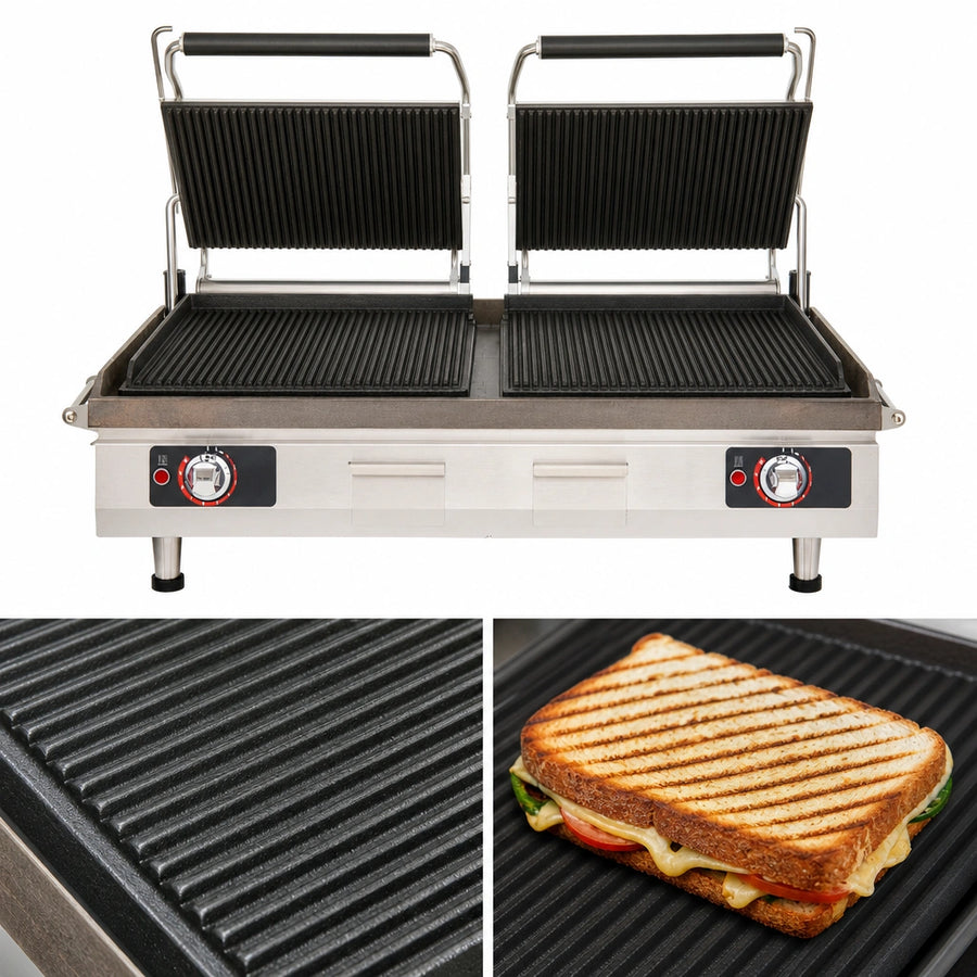 Grooved Cast Iron Cooking Surface