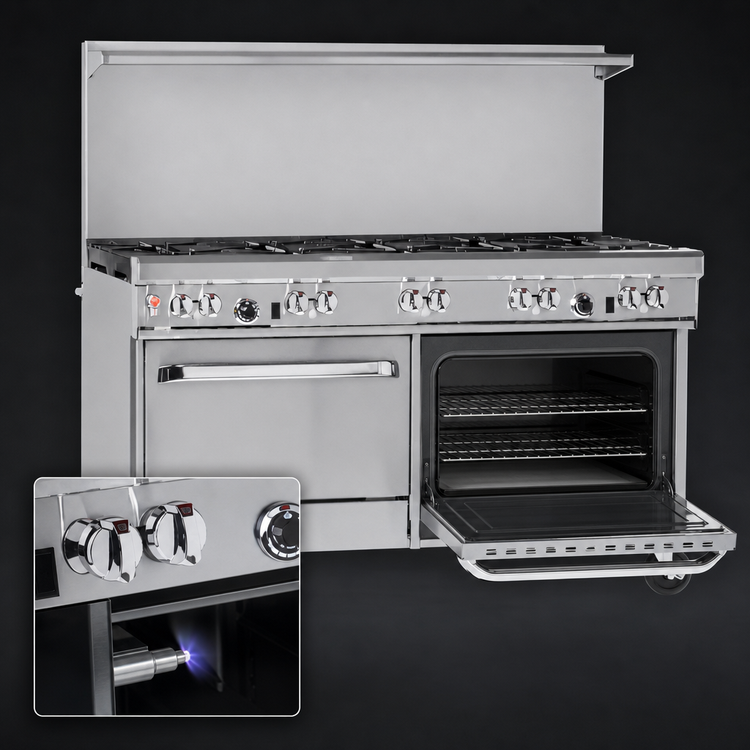 Product image #4 for Southbend Ultimate 60-Inch Gas Restaurant Range with 9 Open Burners, Standard Oven, and Cabinet Base