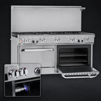 Thumbnail image #4 for Southbend (Middleby) Ultimate 4601DC-5R 60-Inch Gas Restaurant Range with 9 Open Burners, Standard Oven, Cabinet Base, and Hi-Shelf