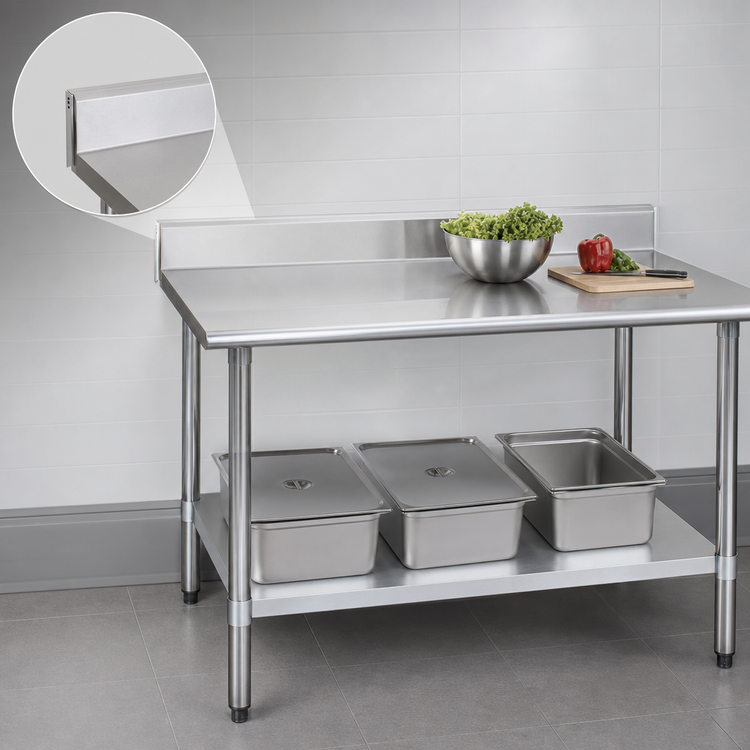 Product image #4 for Eagle Deluxe Series Stainless Steel Work Table with 4-1/2-Inch Backsplash and Adjustable Undershelf, 108 x 30 Inches