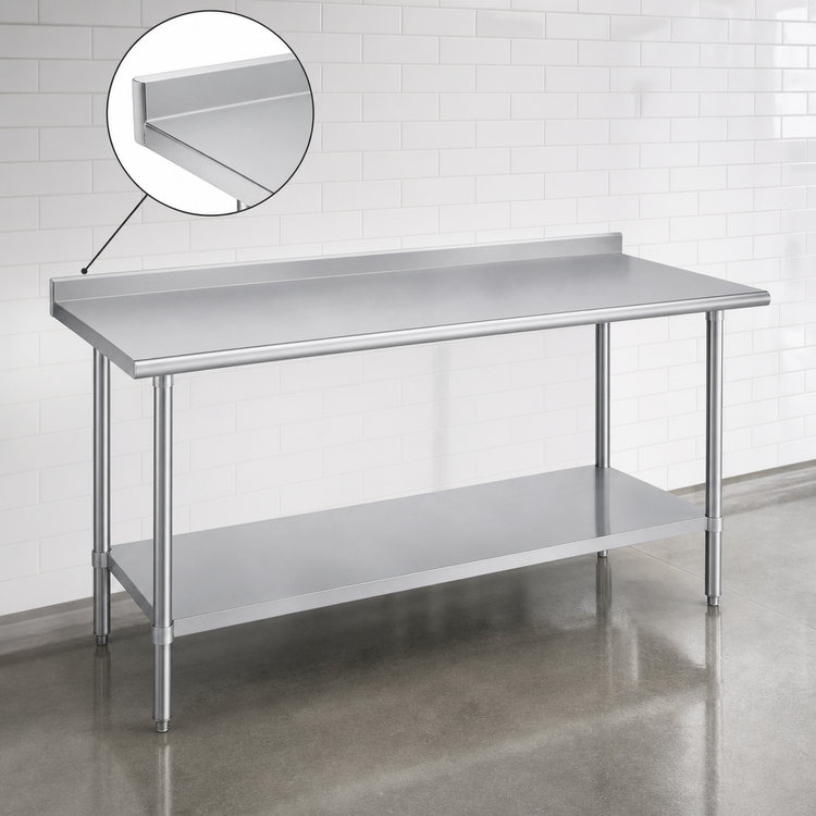 Product image #4 for Duke 108-Inch Stainless Steel Work Table with 1-1/8-Inch Riser and Undershelf
