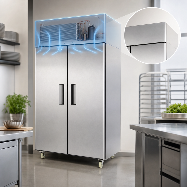 Product image #4 for Atosa 2-Section Reach-In Refrigerator/Freezer with Left Freezer and Right Refrigerator, Top-Mount Self-Contained