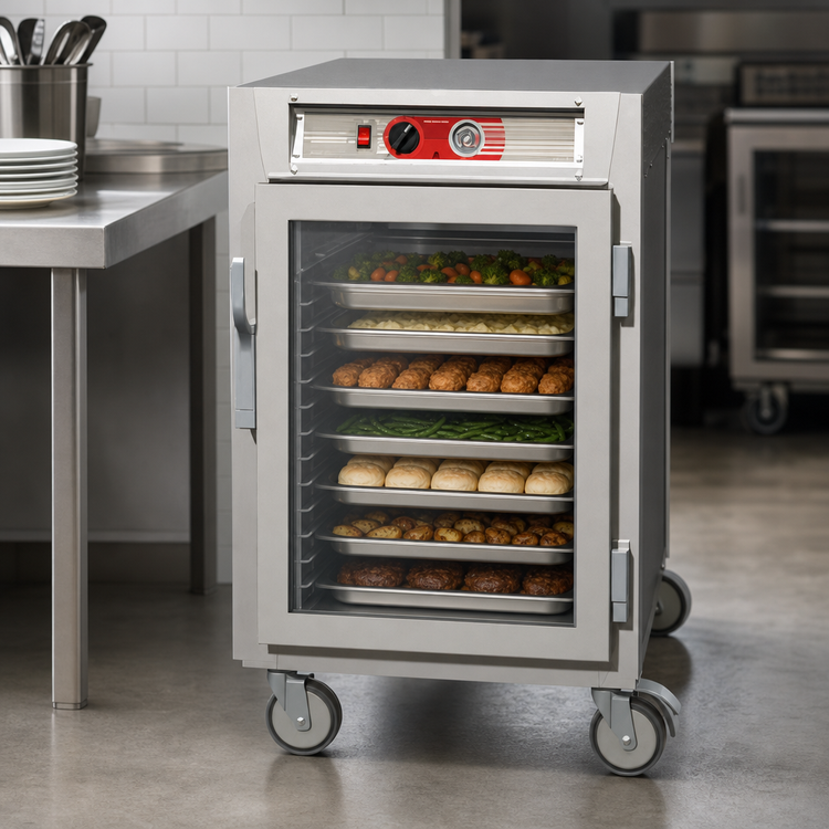 Product image #4 for Metro C5 6 Series Mobile Undercounter Heated Holding Cabinet with Clear Double-Pane Glass Door, 10 Full-Size Pan Capacity, 120V