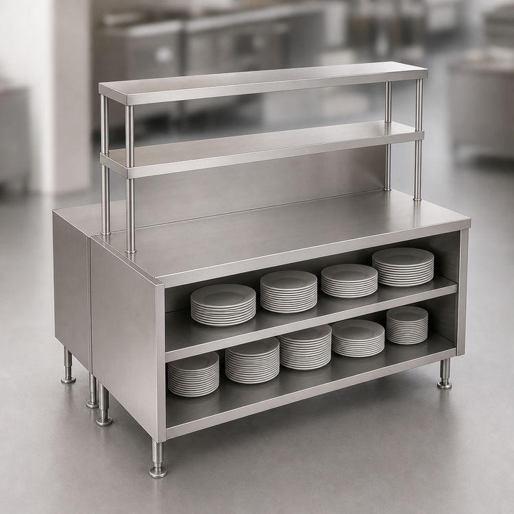 Product image #4 for Randell 86.5-Inch Modular Chef Service Counter Center Section with Plate Storage Cabinet and Double Overshelf